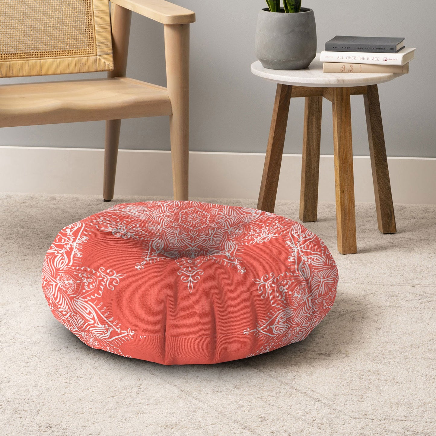 Lisa Argyropoulos Enchanted Soul Coral Floor Pillow Round
