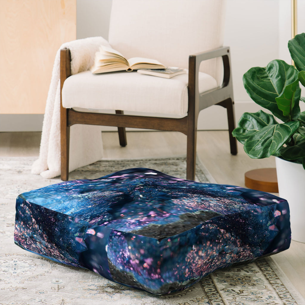 Lisa Argyropoulos Geode Abstract Teal Floor Pillow Square