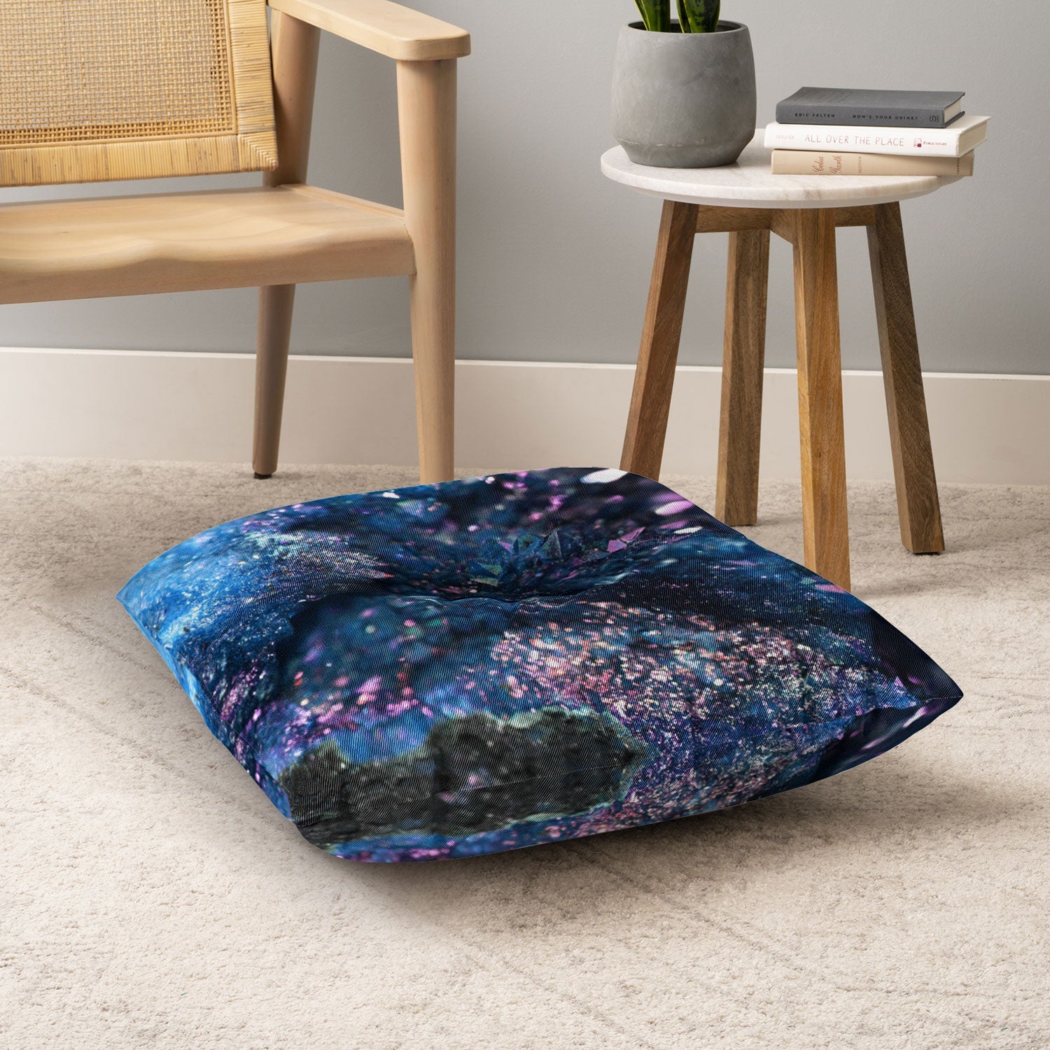 Lisa Argyropoulos Geode Abstract Teal Floor Pillow Square