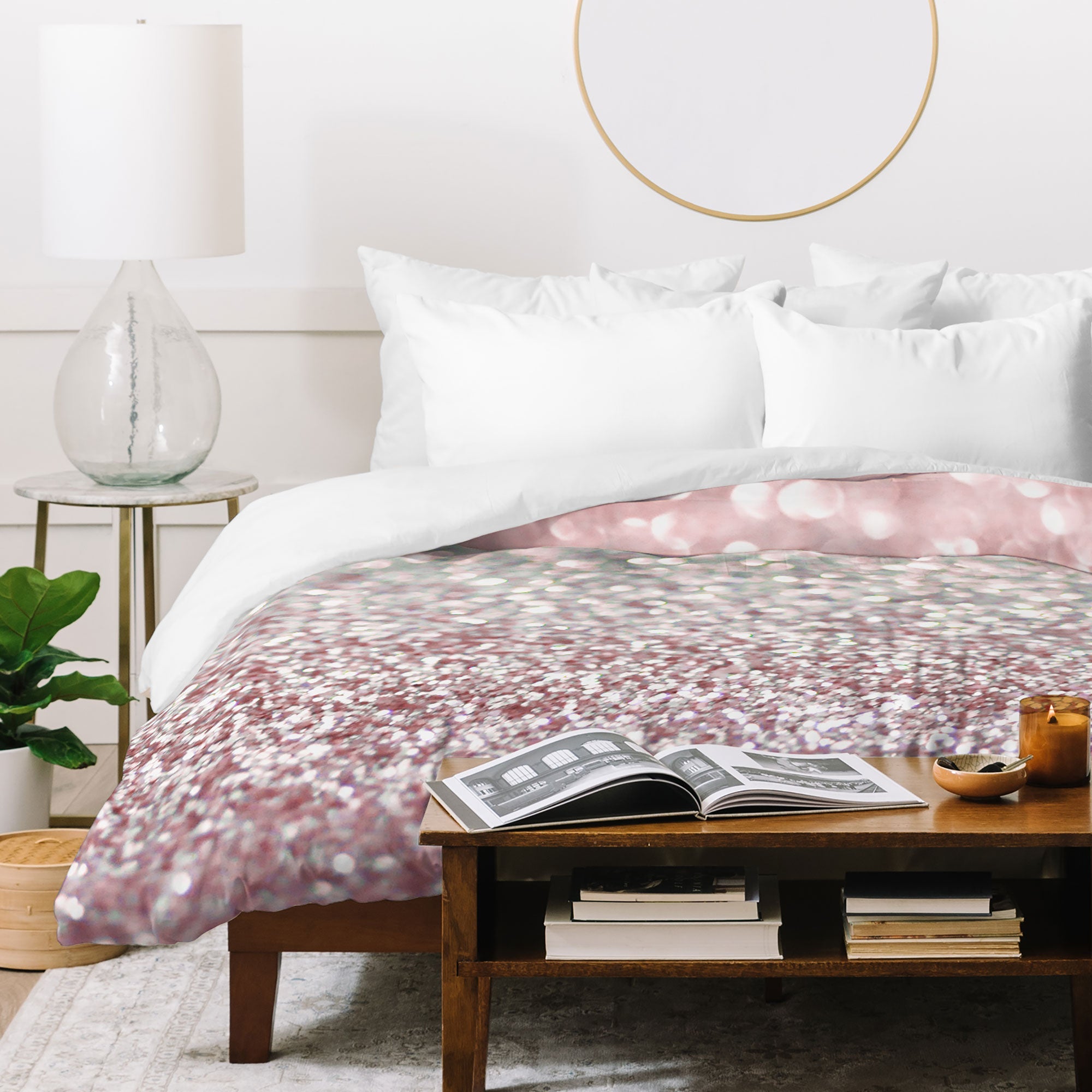 Lisa Argyropoulos Girly Pink Snowfall Duvet Cover