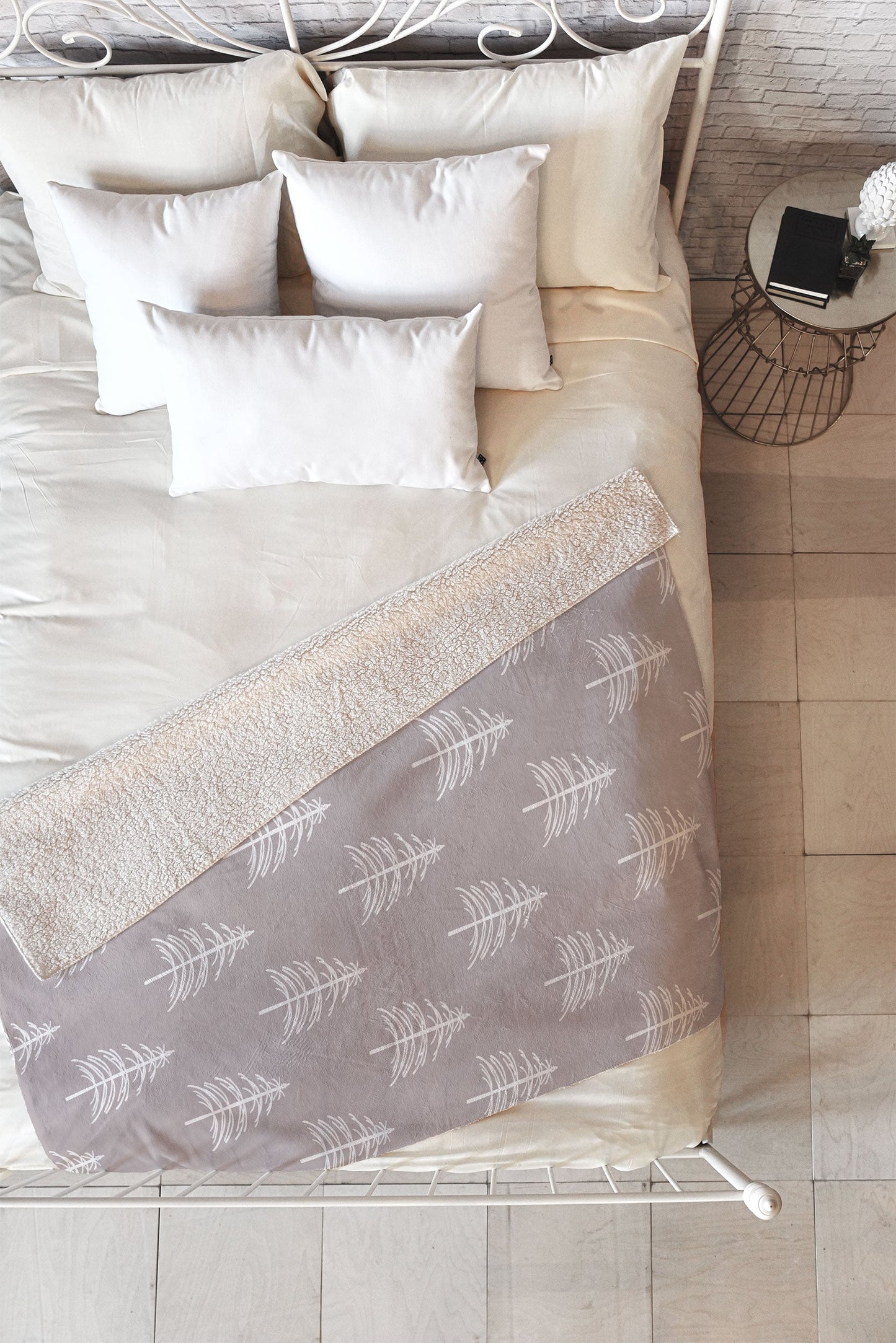 Lisa Argyropoulos Linear Trees Neutral Fleece Throw Blanket