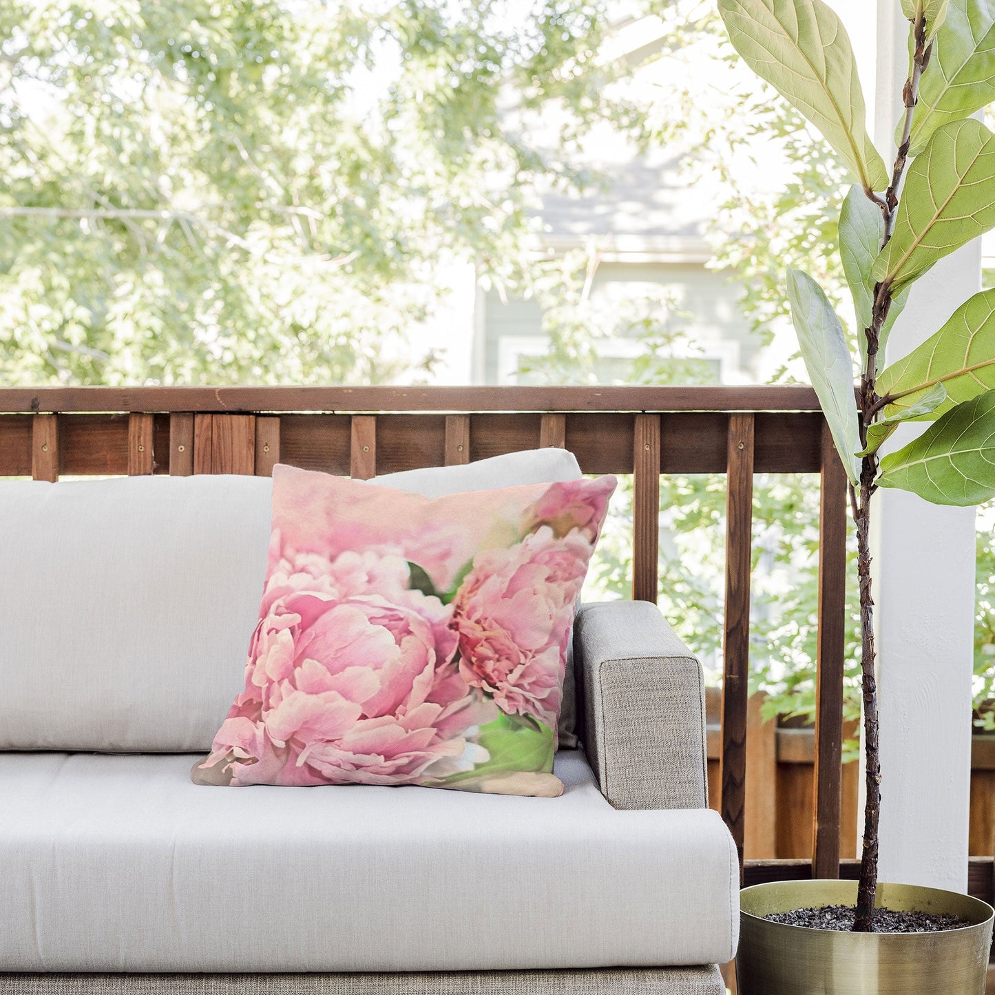 Lisa Argyropoulos Pink Peonies Outdoor Throw Pillow