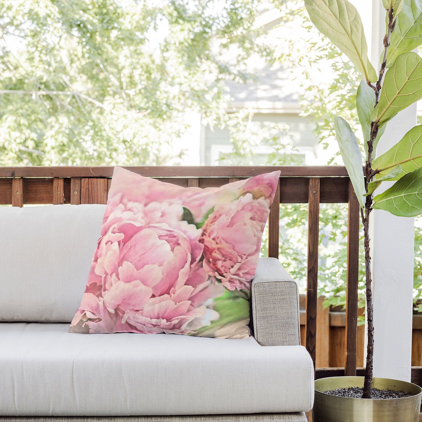Lisa Argyropoulos Pink Peonies Outdoor Throw Pillow