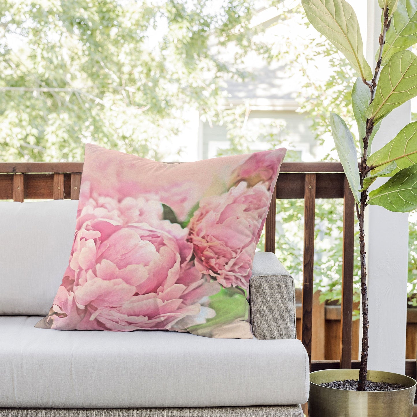 Lisa Argyropoulos Pink Peonies Outdoor Throw Pillow