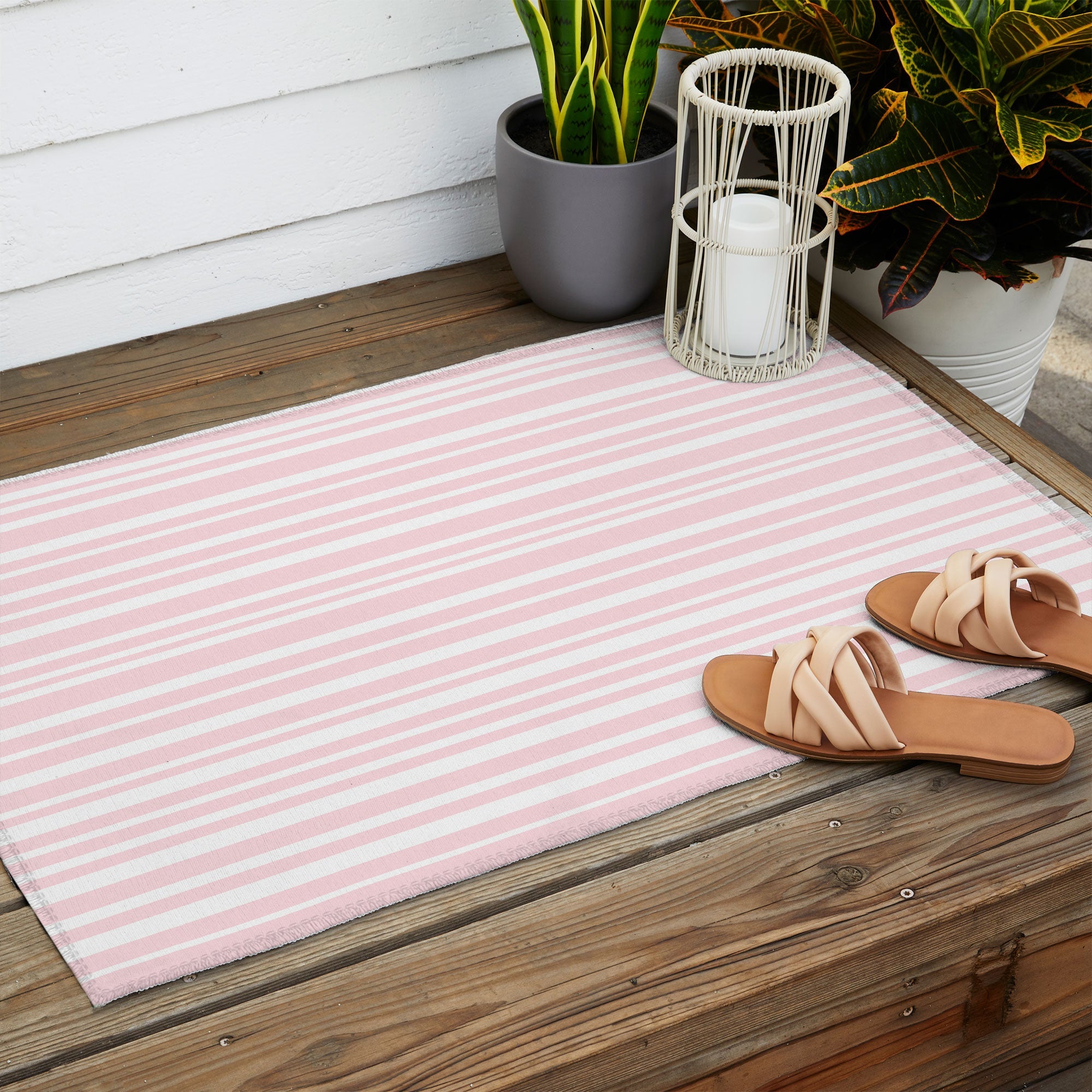 Lisa Argyropoulos Soft Blush Stripes Outdoor Rug