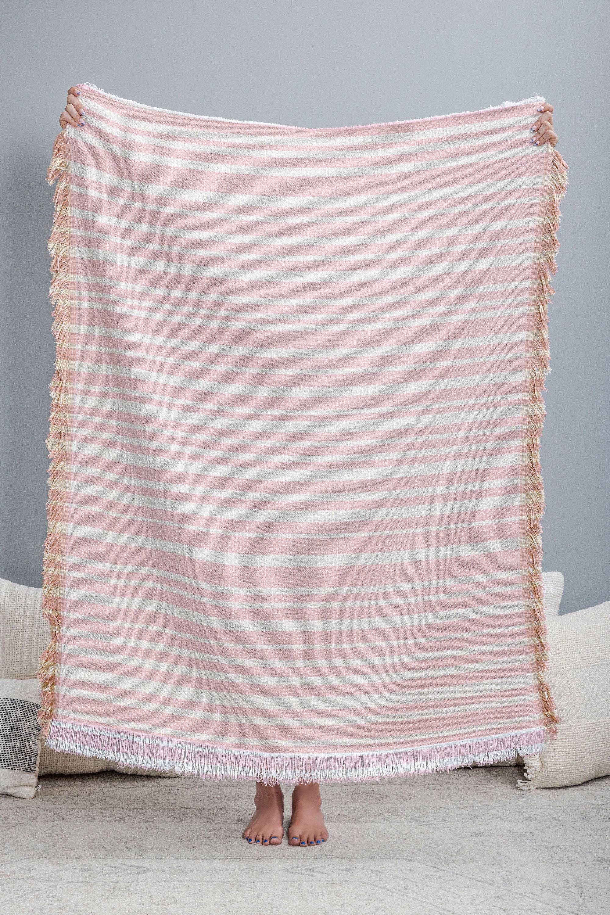 Lisa Argyropoulos Soft Blush Stripes Throw Blanket