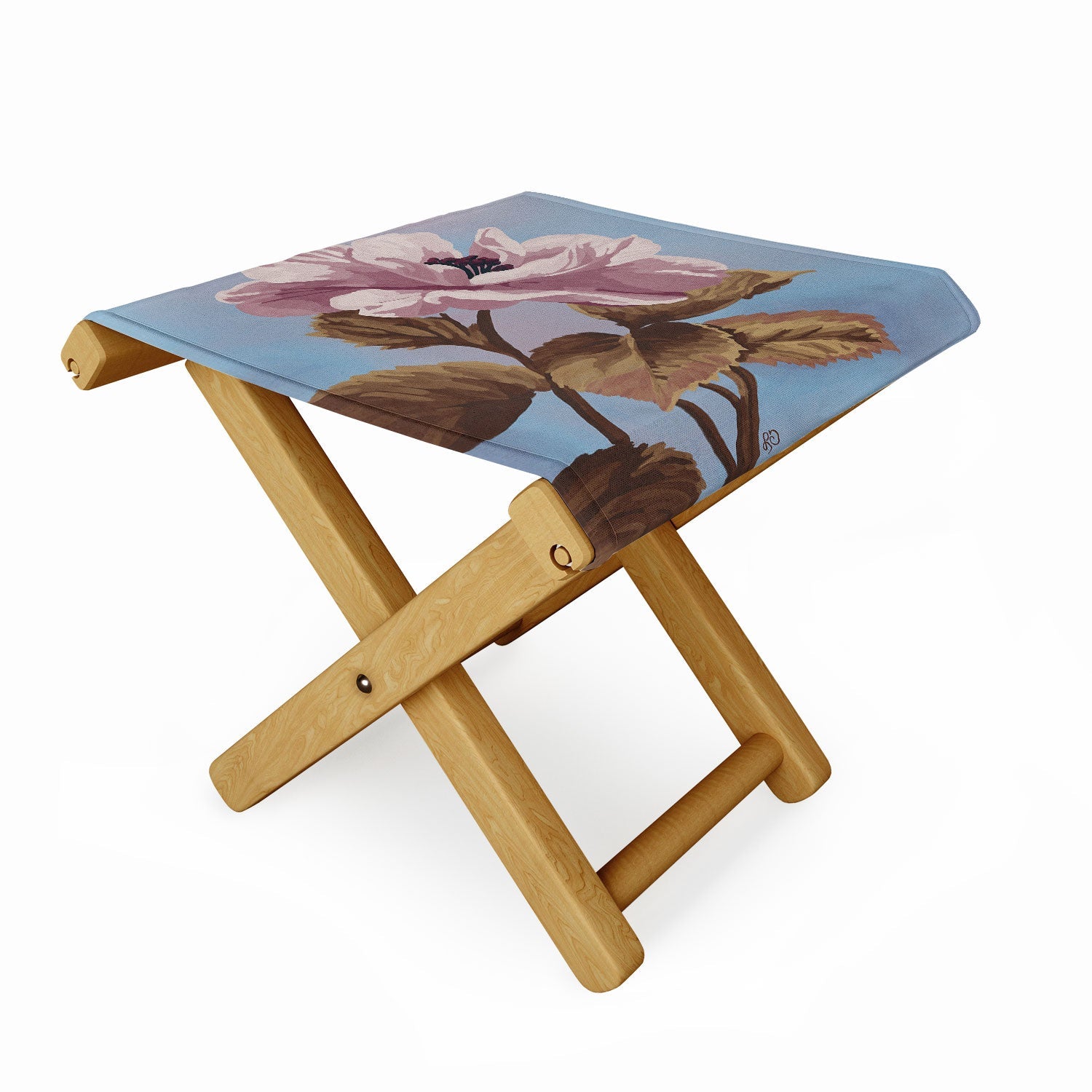 Lisa D Art Designs Vintage Begonia Botanical Folding Stool