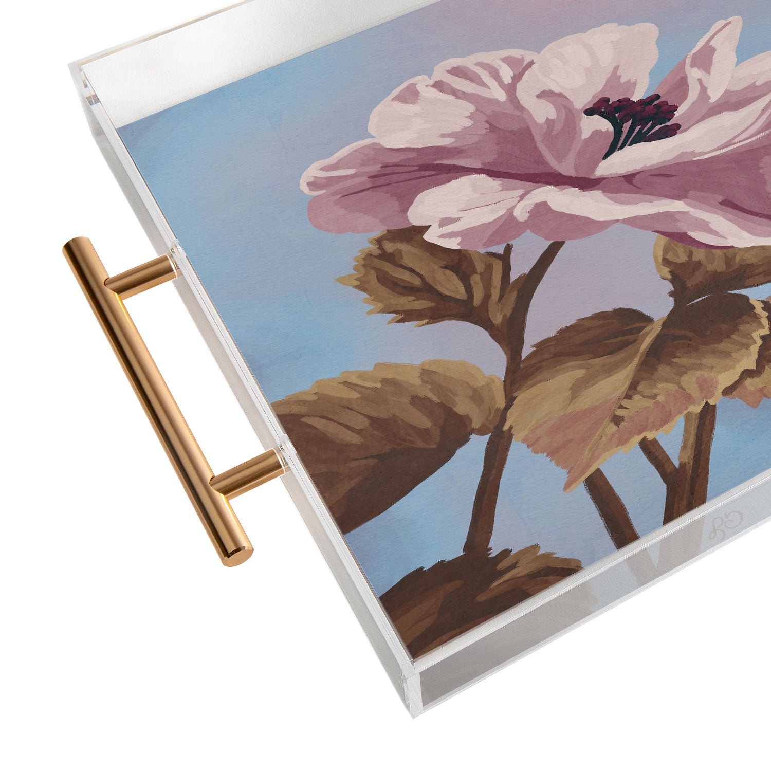 Lisa D Art Designs Vintage Begonia Botanical Acrylic Tray