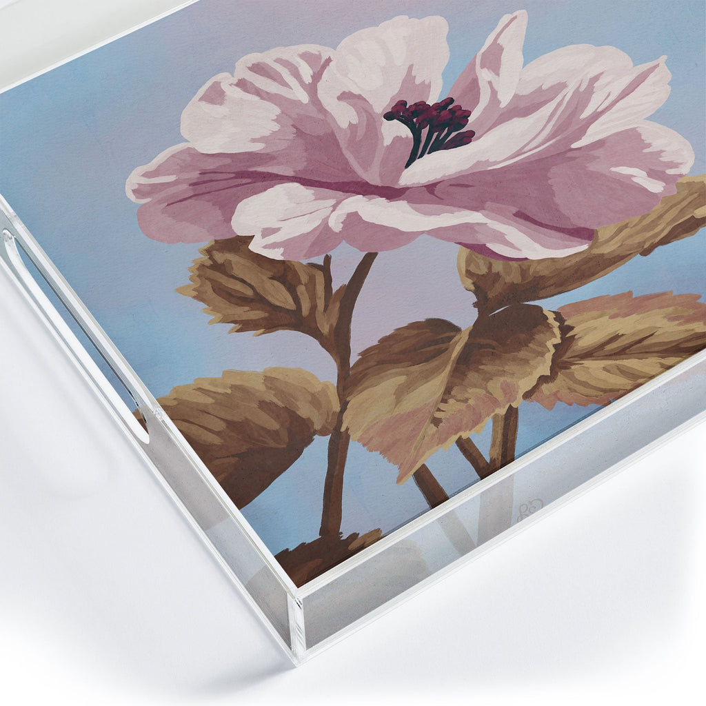 Lisa D Art Designs Vintage Begonia Botanical Acrylic Tray