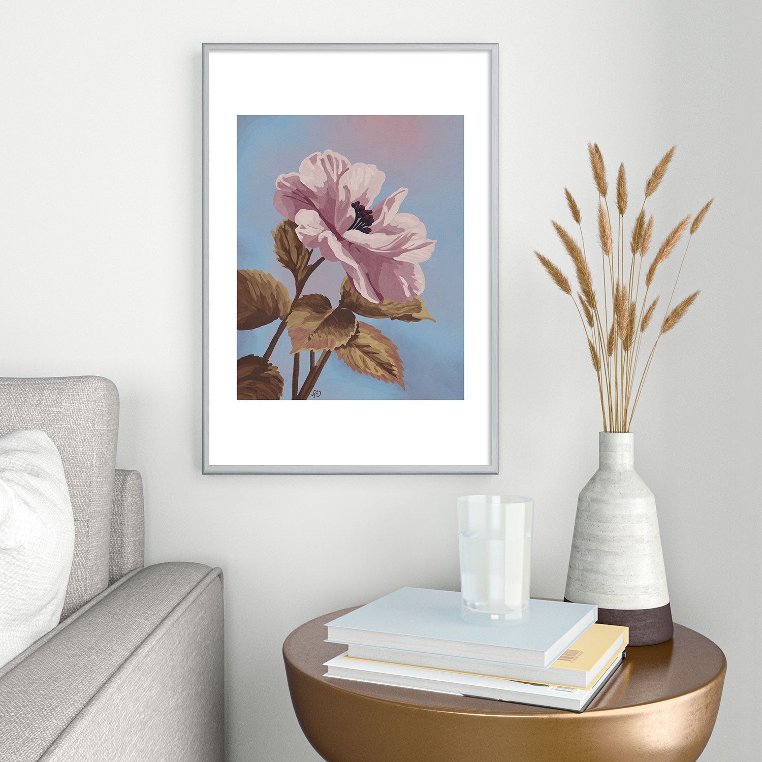 Lisa D Art Designs Vintage Begonia Botanical Metal Framed Art Print