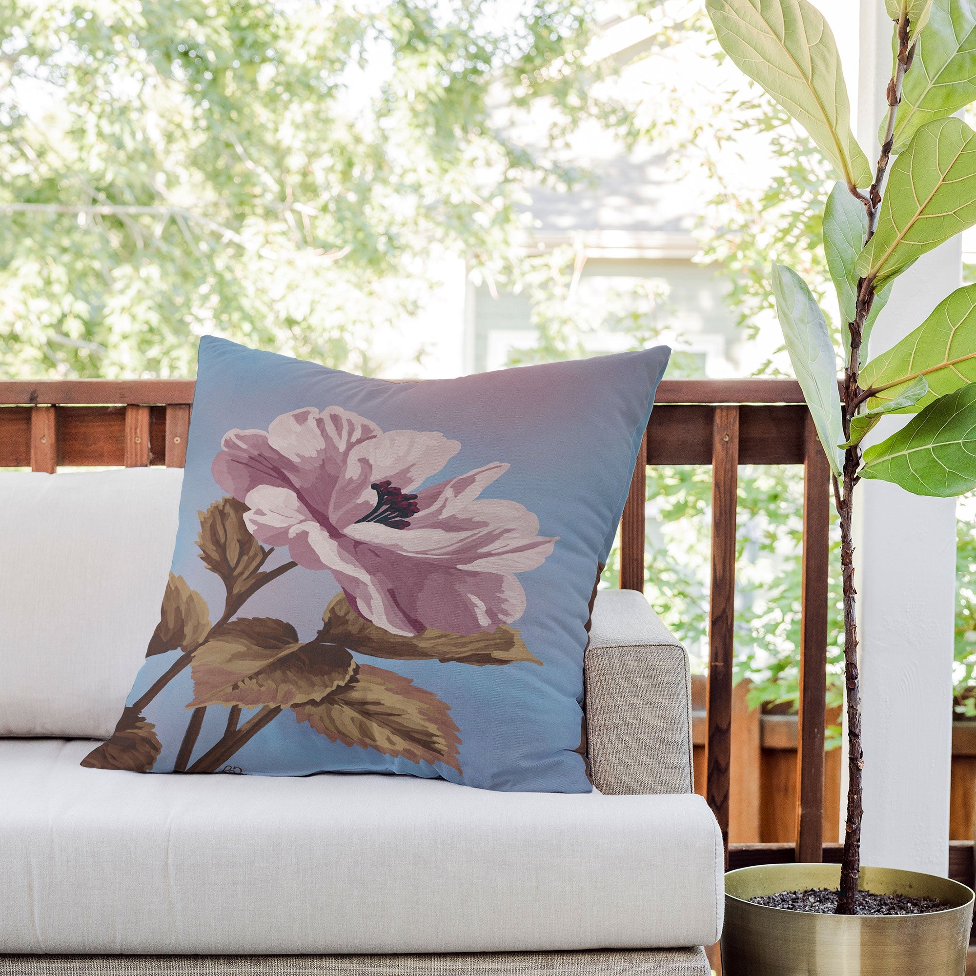 Lisa D Art Designs Vintage Begonia Botanical Outdoor Throw Pillow