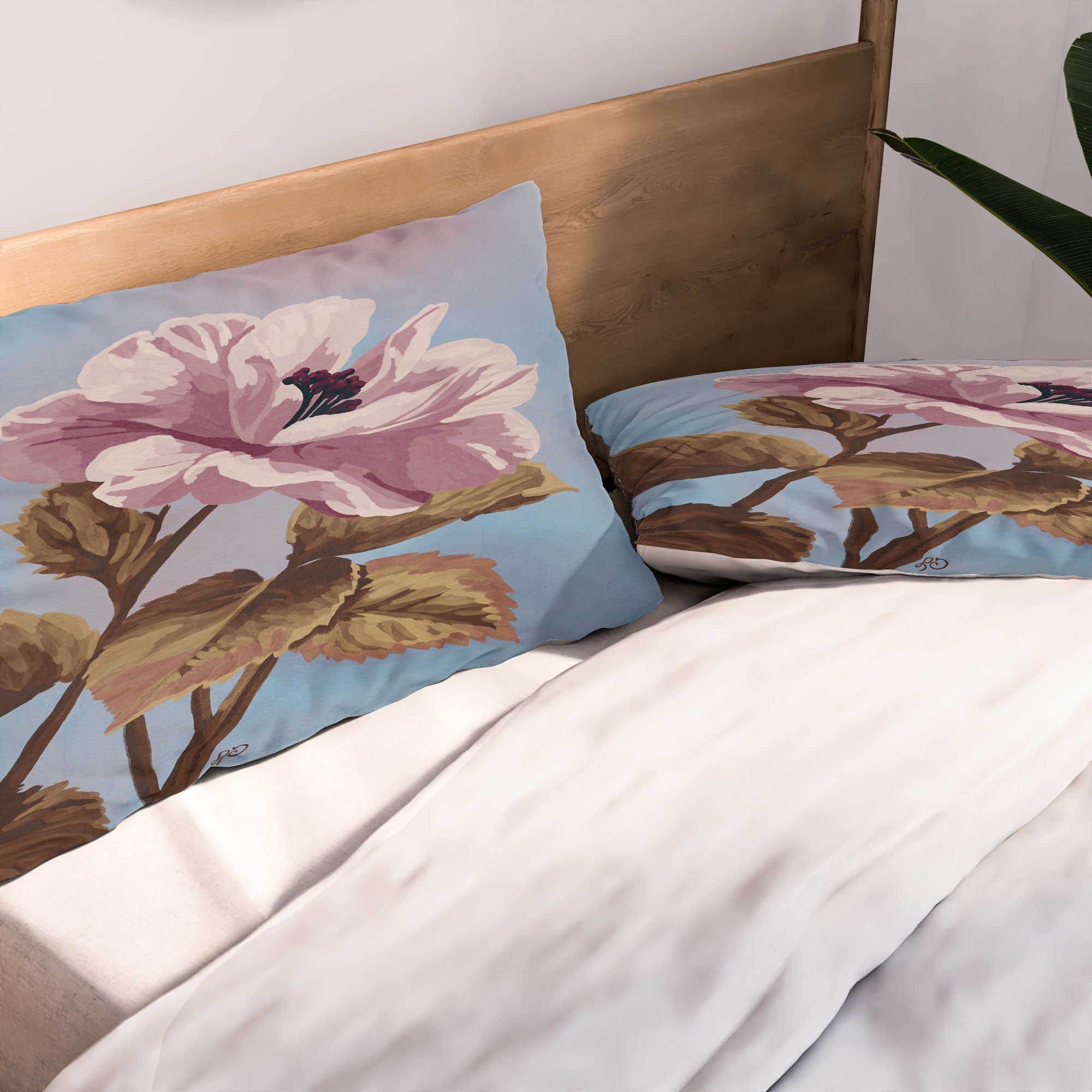 Lisa D Art Designs Vintage Begonia Botanical Pillow Shams