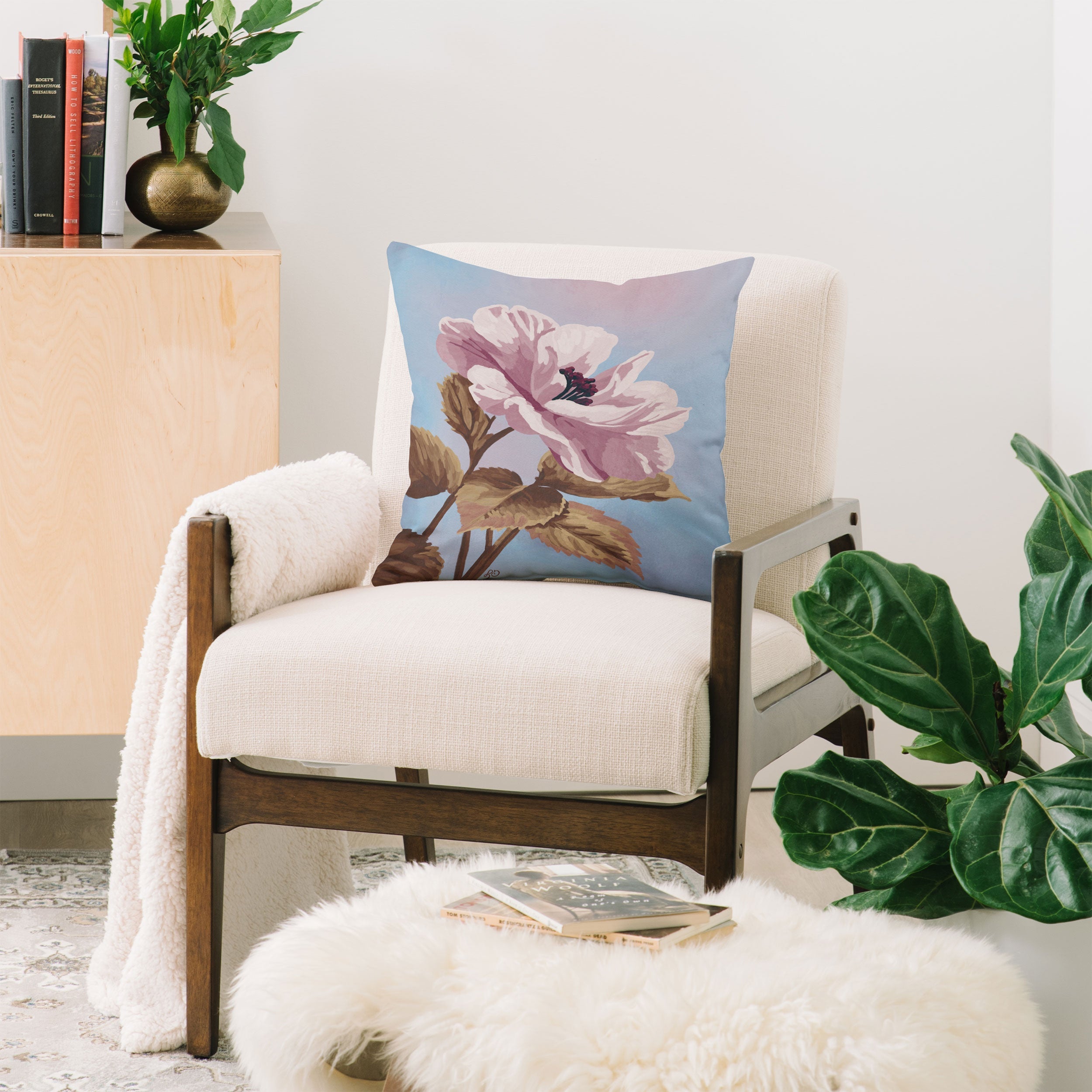 Lisa D Art Designs Vintage Begonia Botanical Throw Pillow
