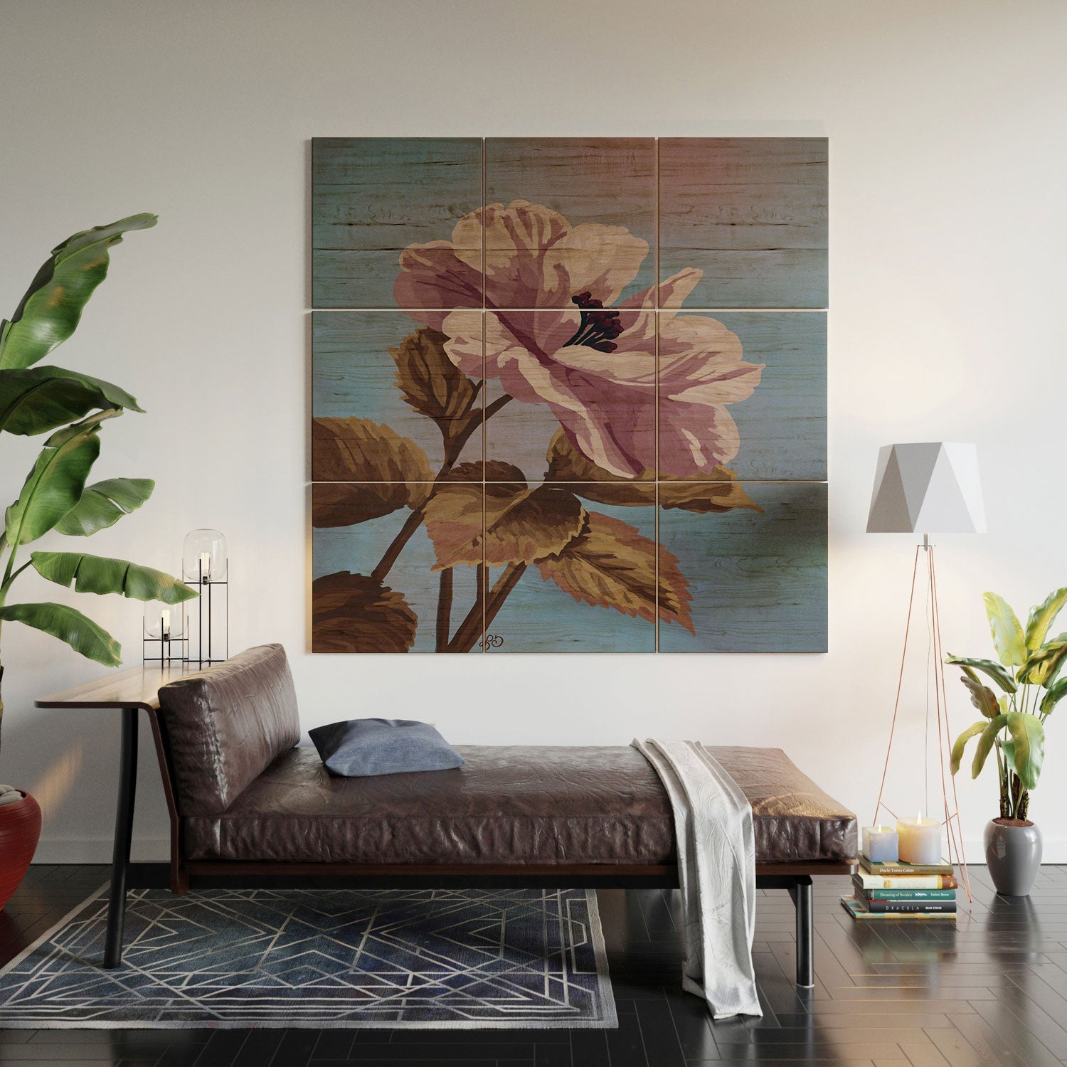 Lisa D Art Designs Vintage Begonia Botanical Wood Wall Mural