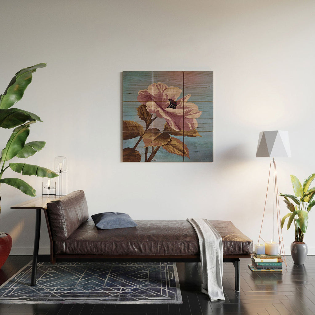 Lisa D Art Designs Vintage Begonia Botanical Wood Wall Mural