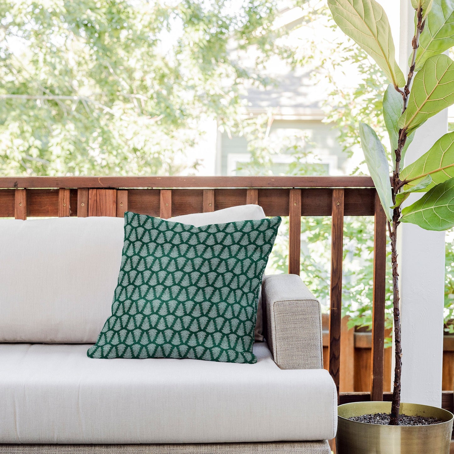 Little Arrow Design Co fern on forest Outdoor Throw Pillow