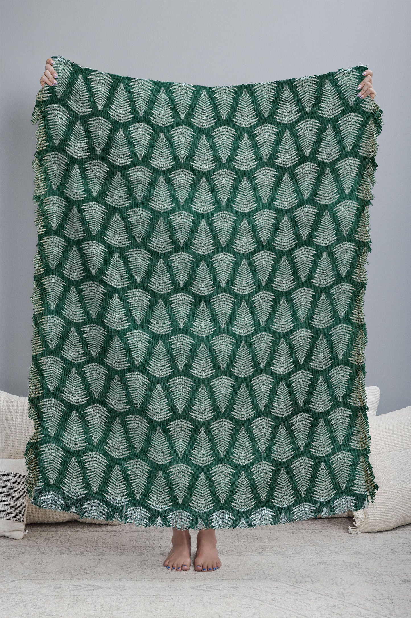 Little Arrow Design Co fern on forest Throw Blanket