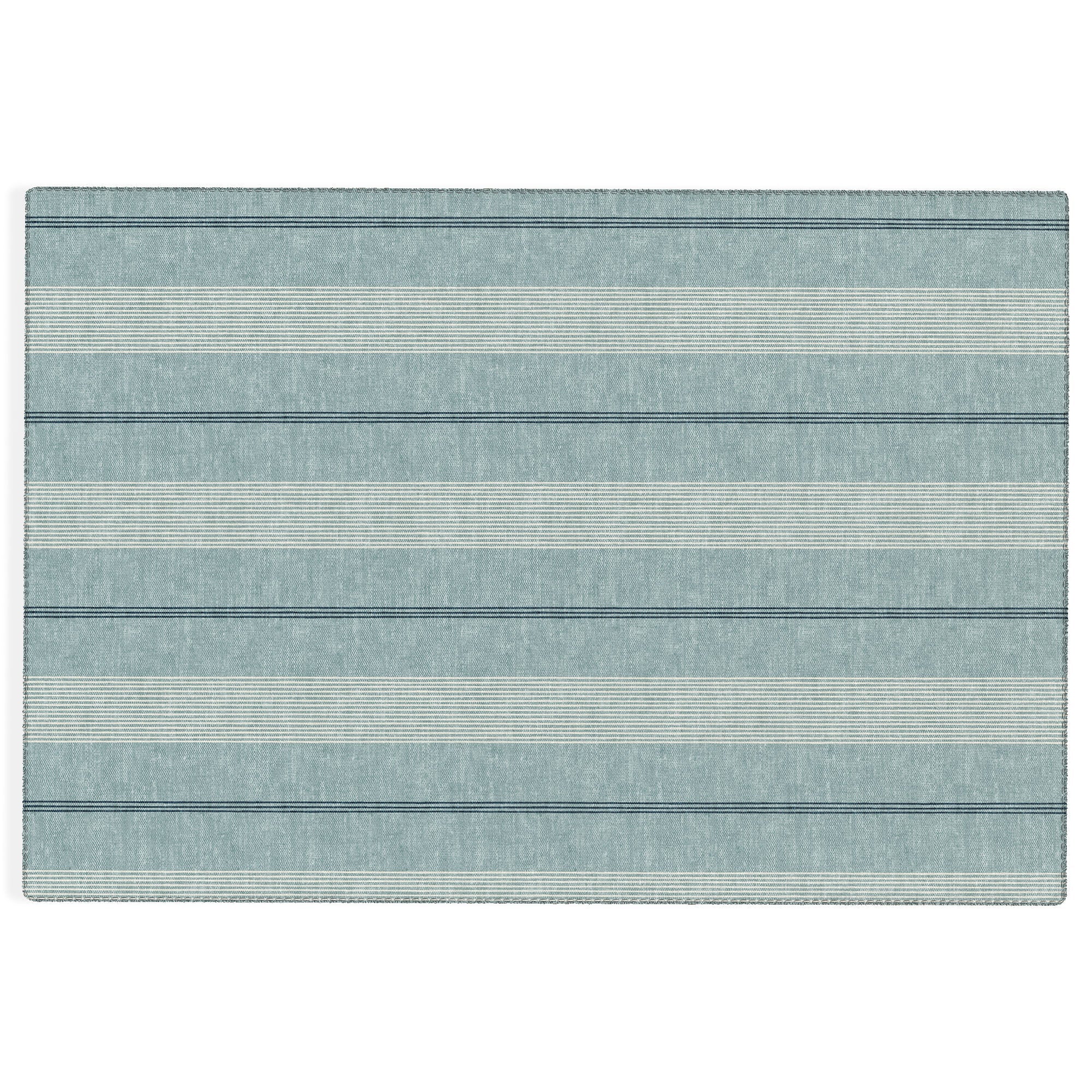 Little Arrow Design Co ivy stripes dusty blue Outdoor Rug
