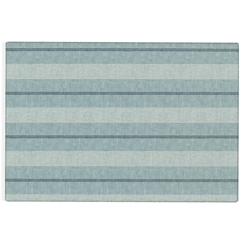 Little Arrow Design Co ivy stripes dusty blue Outdoor Rug