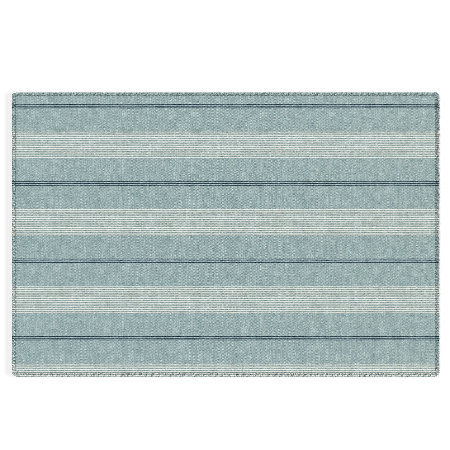 Little Arrow Design Co ivy stripes dusty blue Outdoor Rug