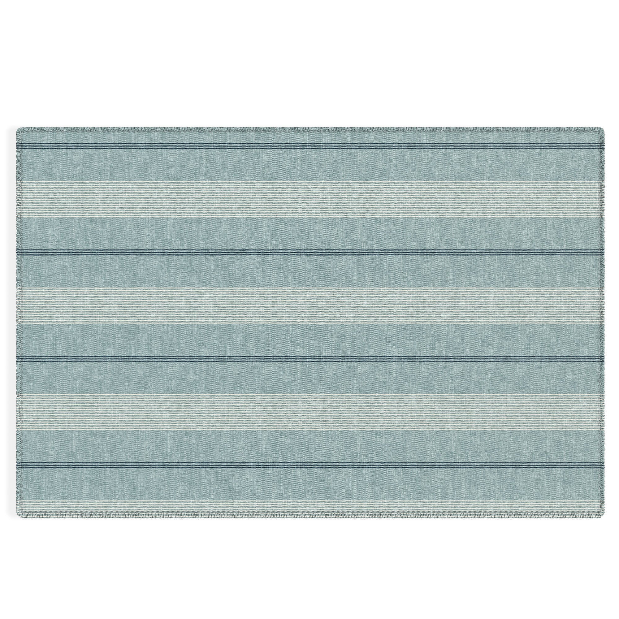 Little Arrow Design Co ivy stripes dusty blue Outdoor Rug