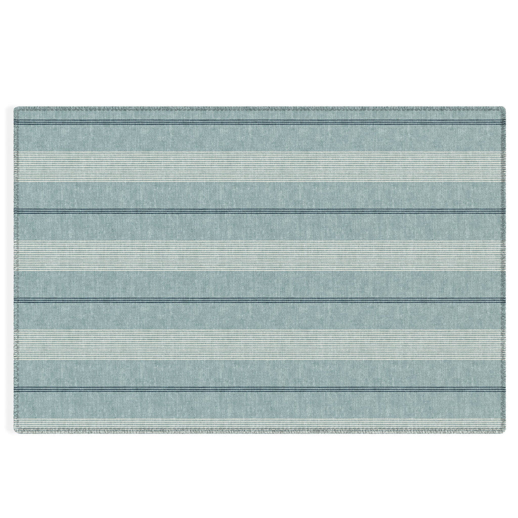 Little Arrow Design Co ivy stripes dusty blue Outdoor Rug