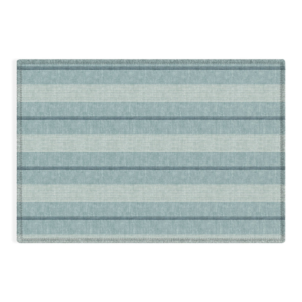 Little Arrow Design Co ivy stripes dusty blue Outdoor Rug