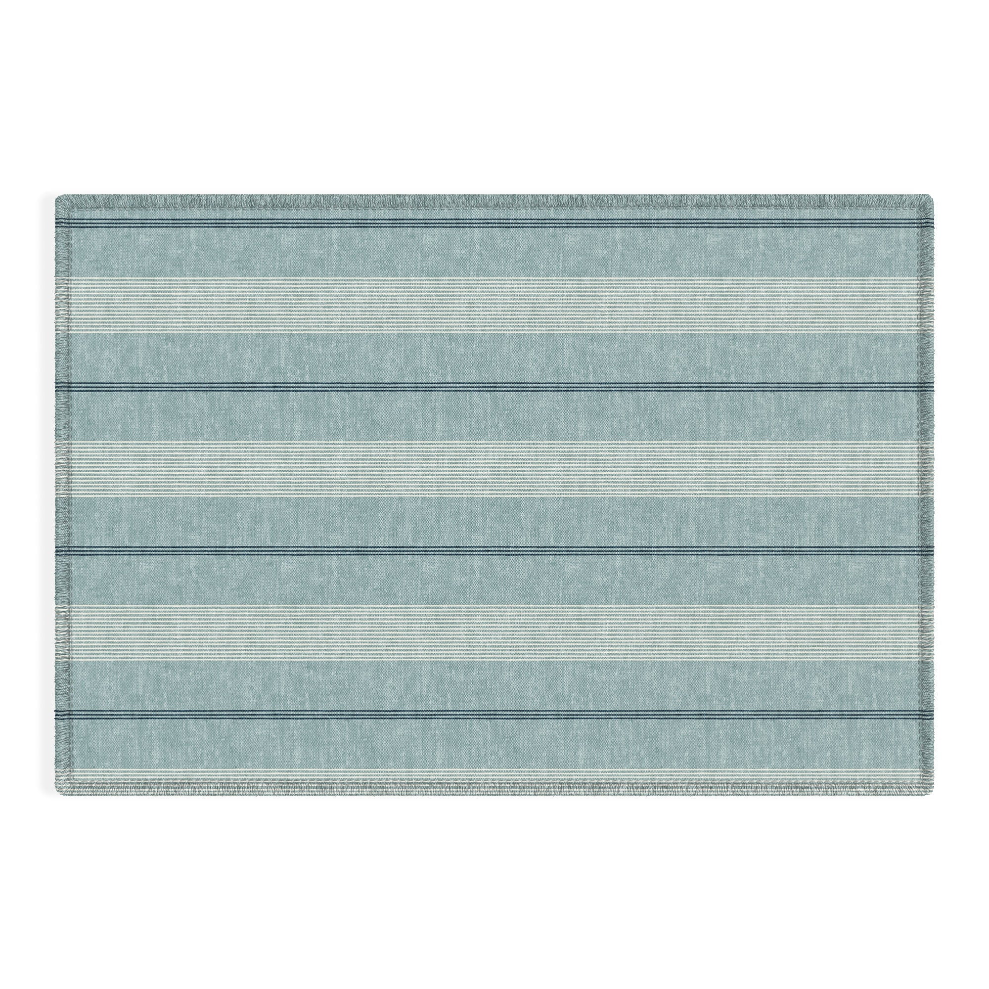 Little Arrow Design Co ivy stripes dusty blue Outdoor Rug