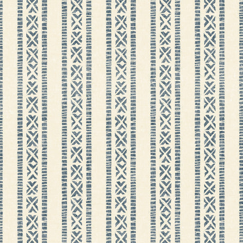Little Arrow Design Co oceania vertical stripes navy Shower Curtain