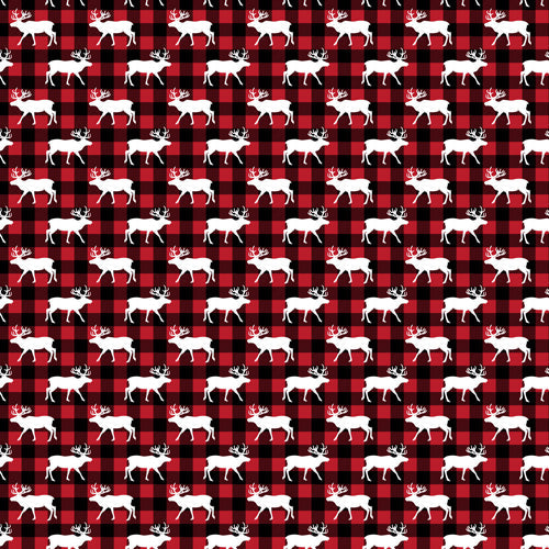 Little Arrow Design Co reindeer on buffalo plaid Shower Curtain