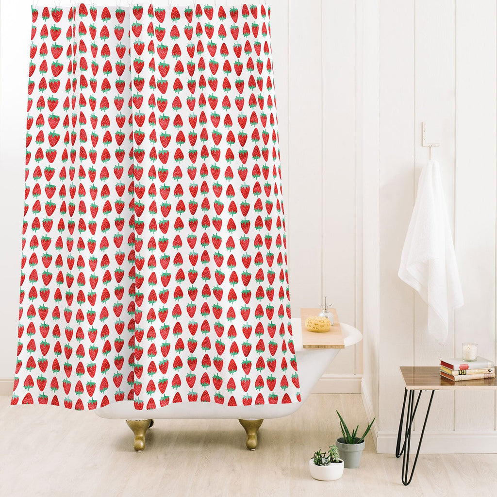 Little Arrow Design Co summer strawberries Shower Curtain