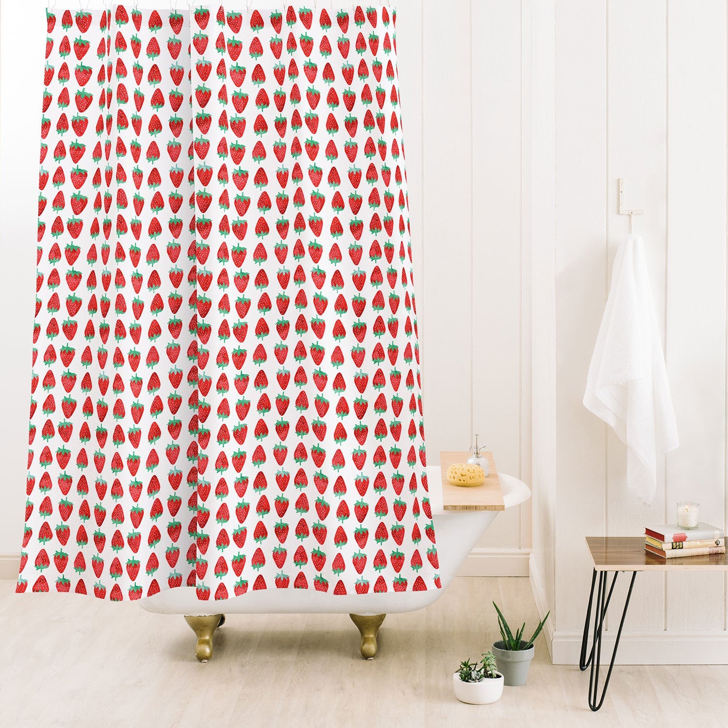 Little Arrow Design Co summer strawberries Shower Curtain
