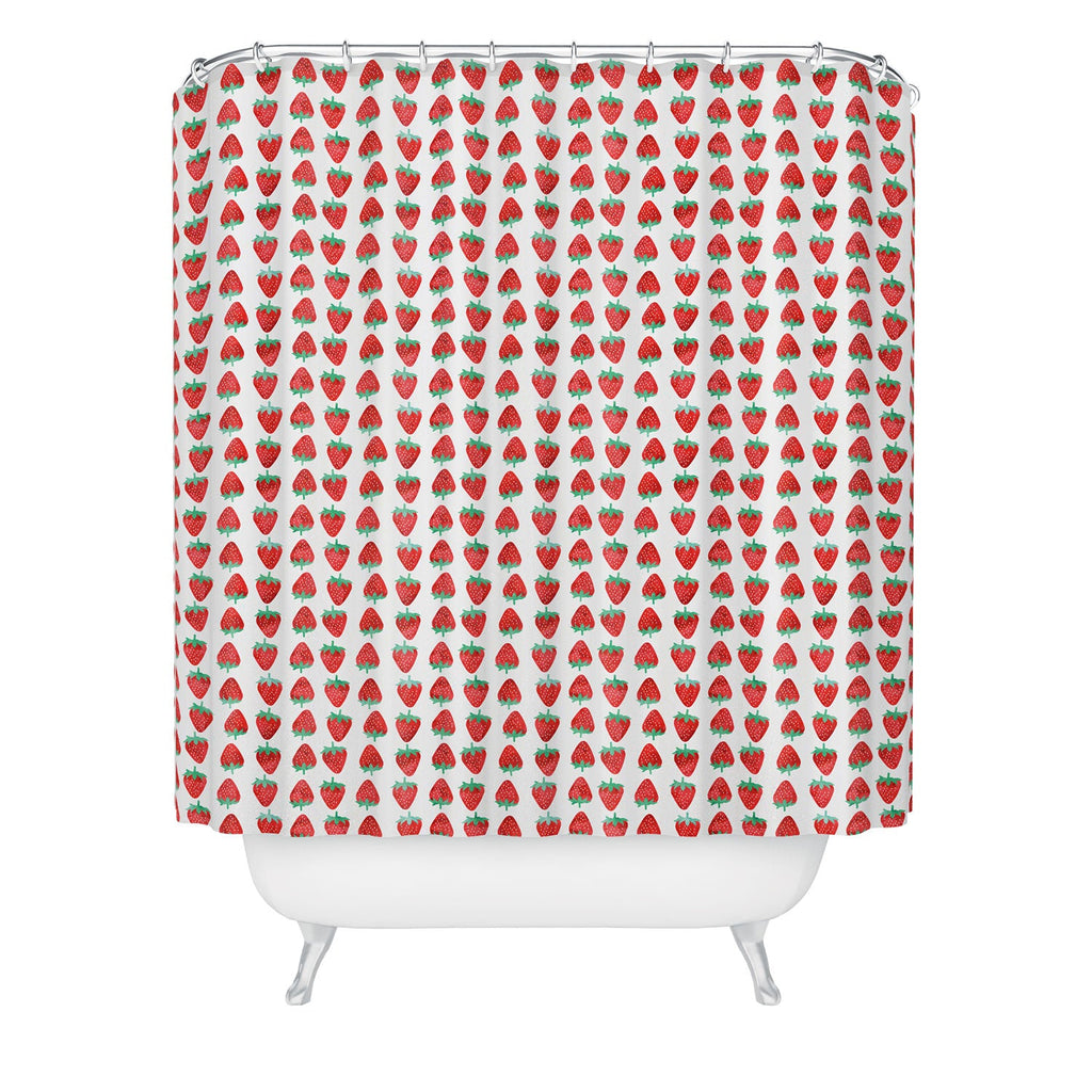 Little Arrow Design Co summer strawberries Shower Curtain