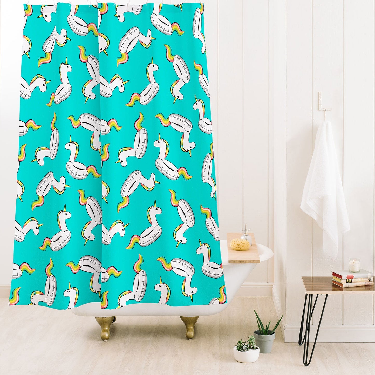 Little Arrow Design Co Unicorn Pool Float Shower Curtain