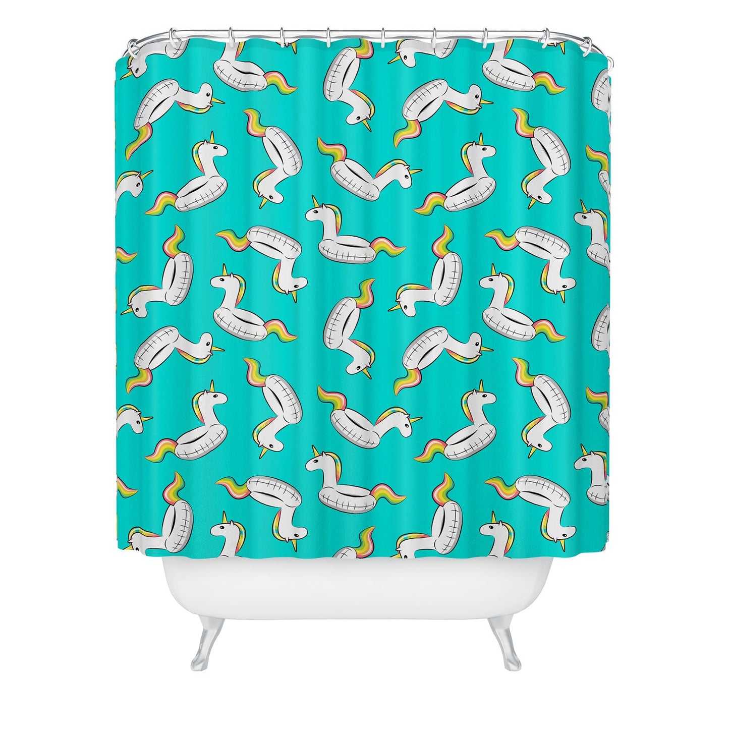 Little Arrow Design Co Unicorn Pool Float Shower Curtain