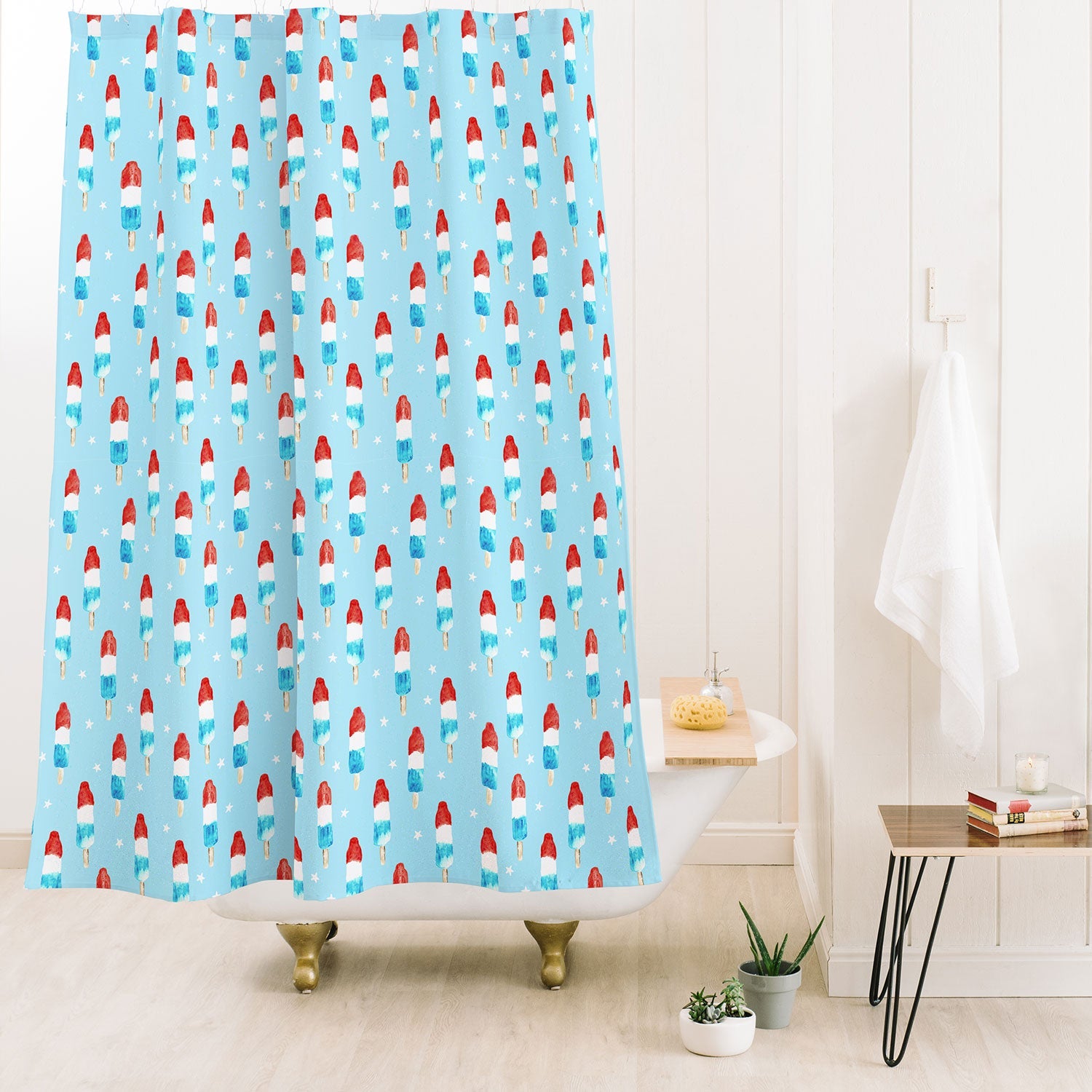 Little Arrow Design Co watercolor bomb pops Shower Curtain