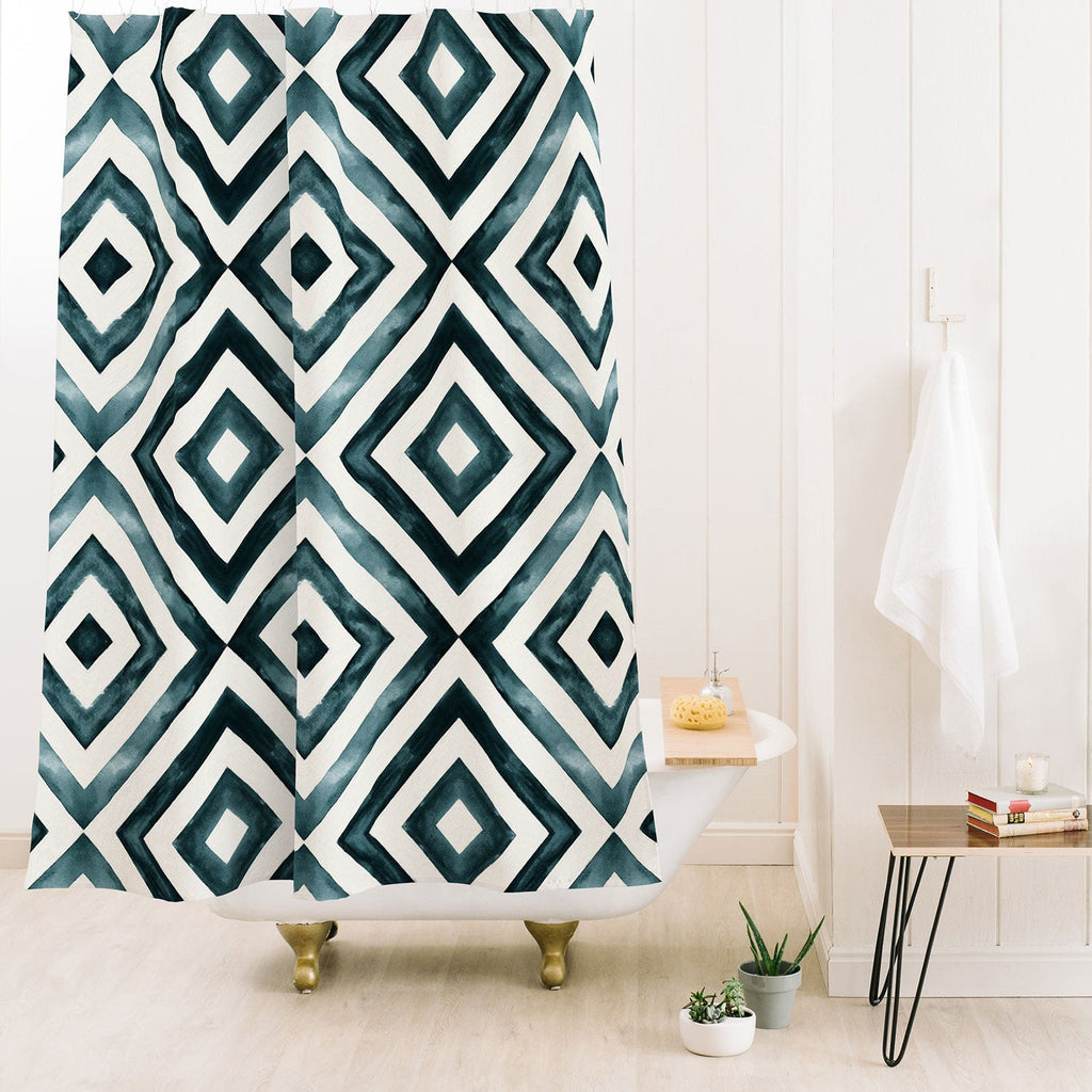 Little Arrow Design Co watercolor diamonds Shower Curtain