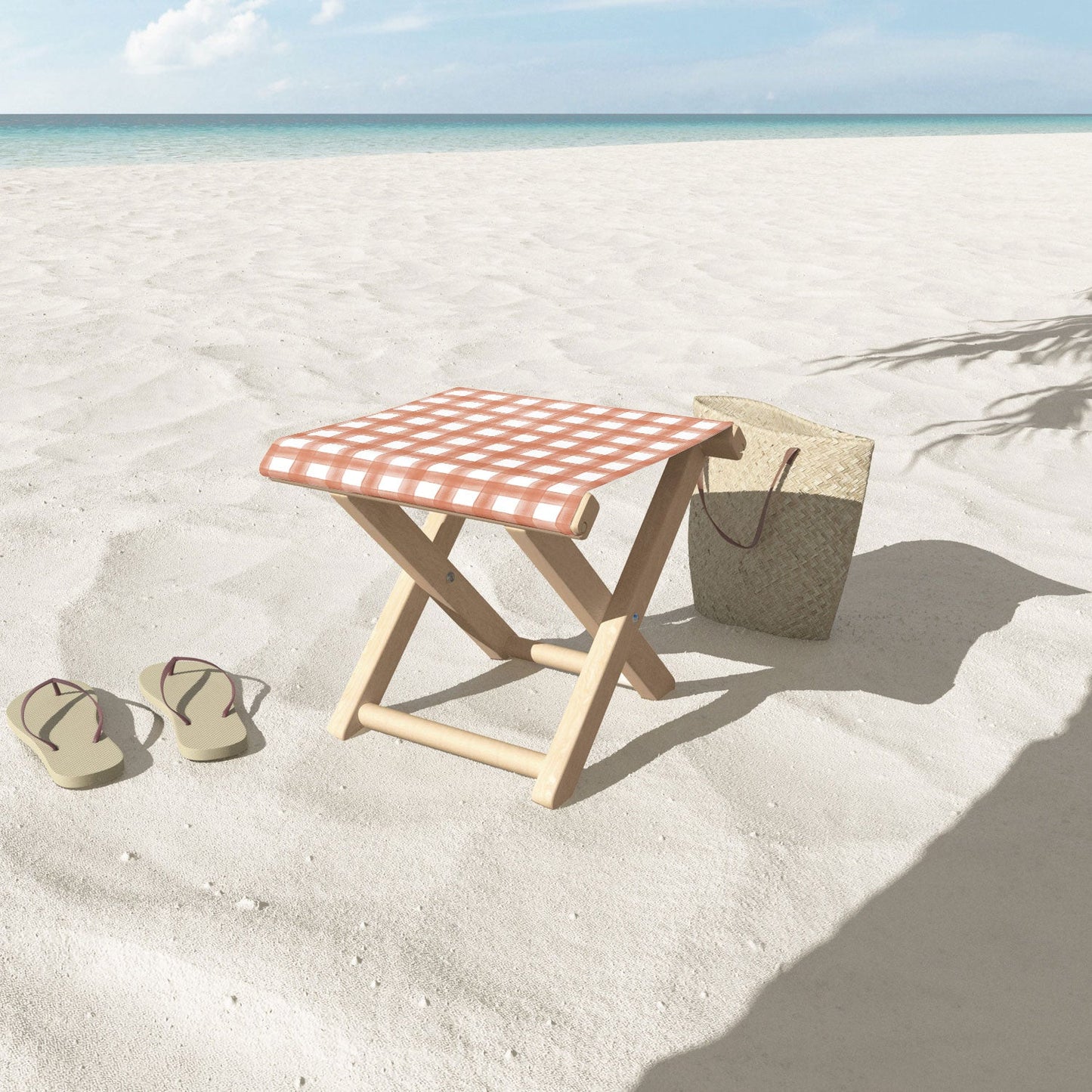 Little Arrow Design Co watercolor plaid terracotta Folding Stool