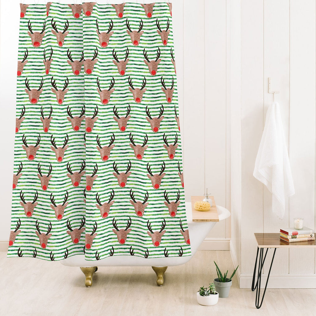 Little Arrow Design Co watercolor rudolf Shower Curtain