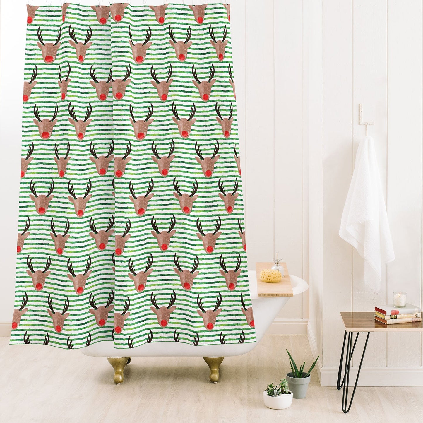Little Arrow Design Co watercolor rudolf Shower Curtain