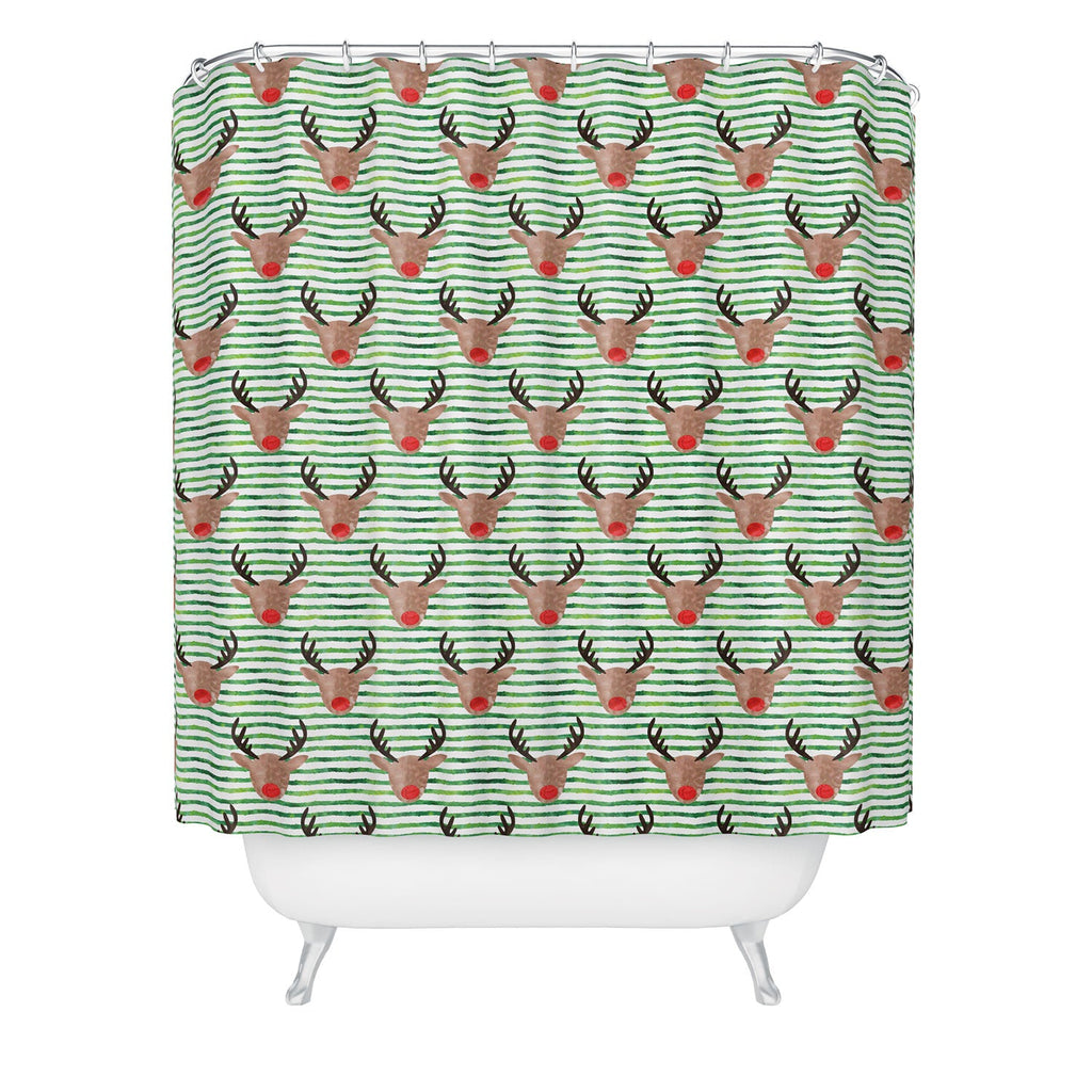 Little Arrow Design Co watercolor rudolf Shower Curtain