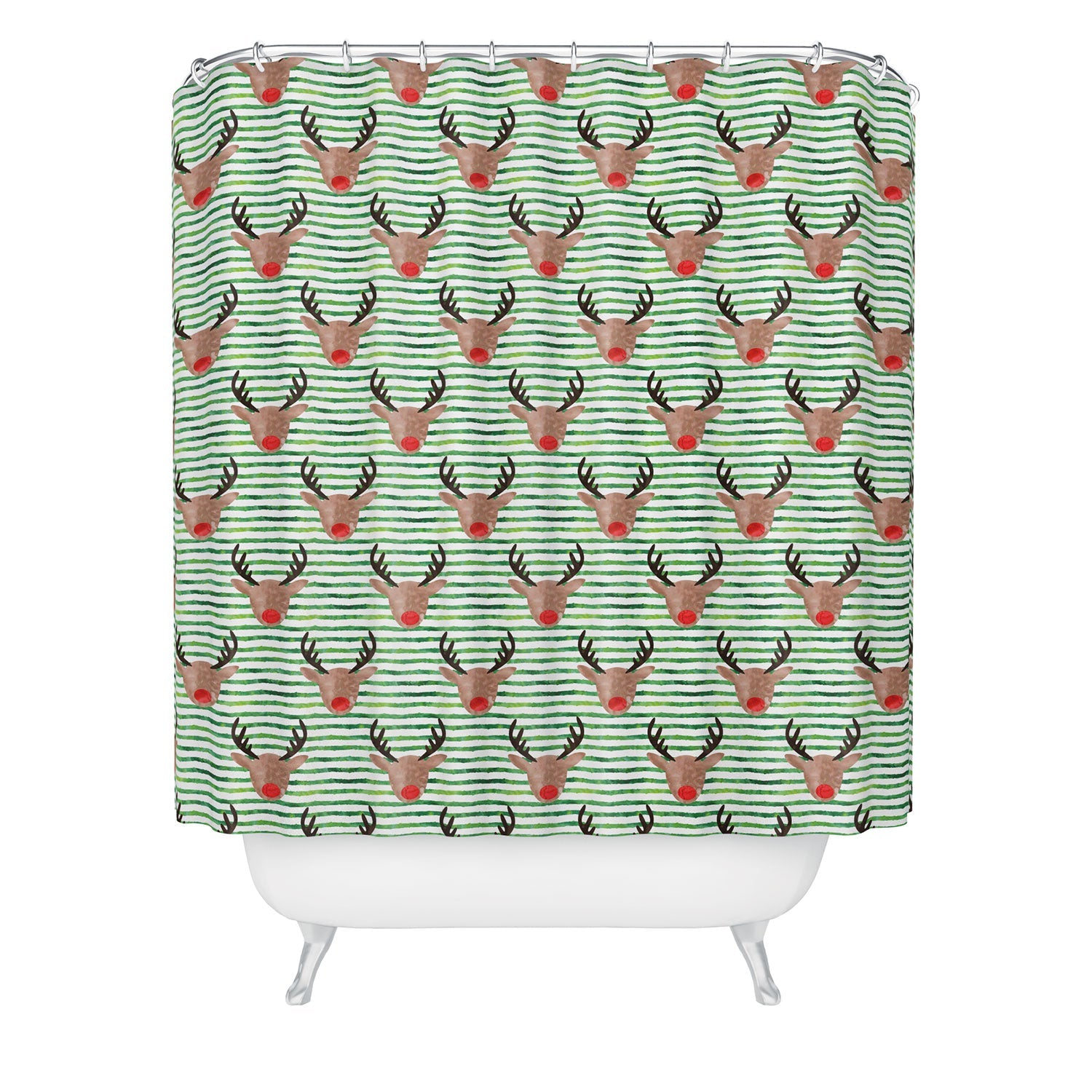 Little Arrow Design Co watercolor rudolf Shower Curtain
