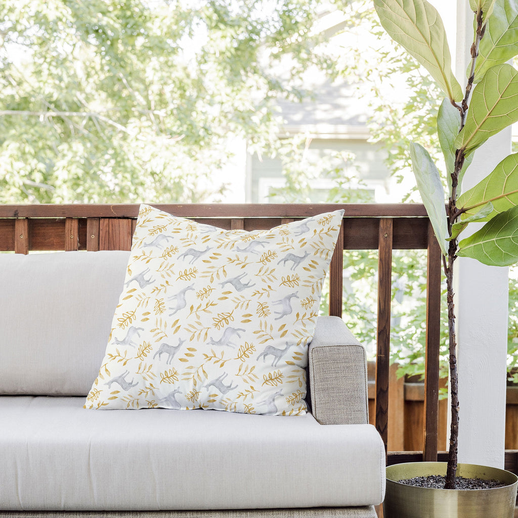 Little Arrow Design Co watercolor woodland Outdoor Throw Pillow