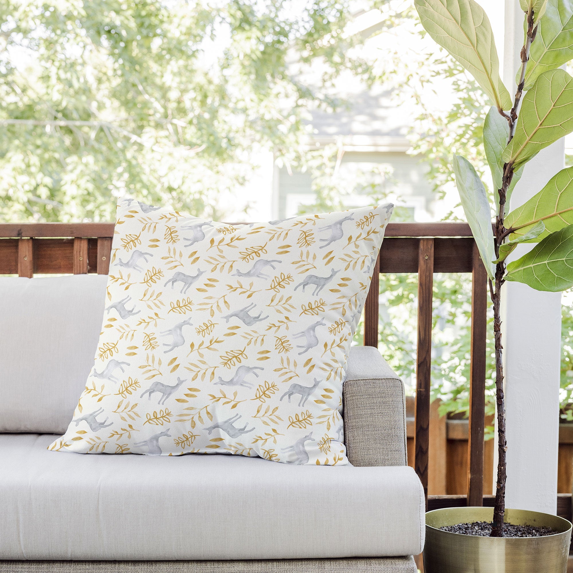 Little Arrow Design Co watercolor woodland Outdoor Throw Pillow