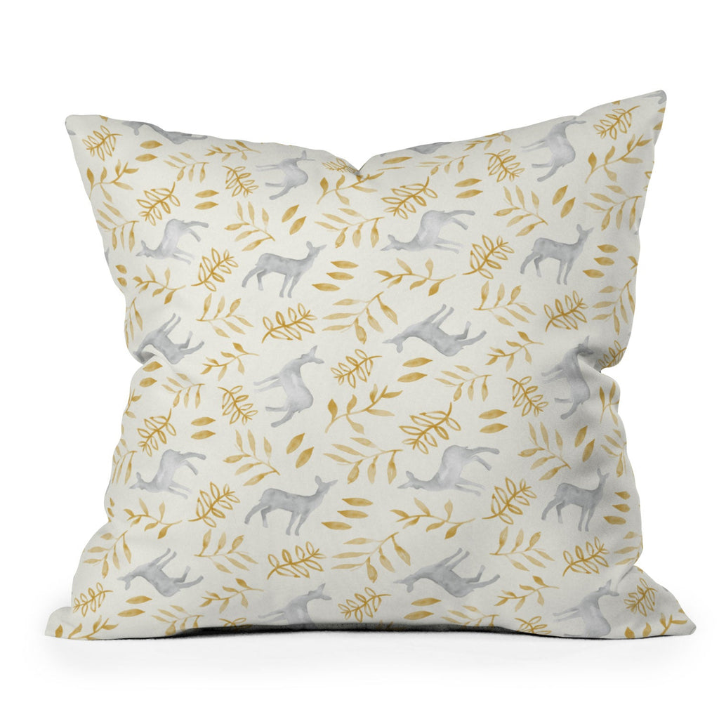 Little Arrow Design Co watercolor woodland Outdoor Throw Pillow
