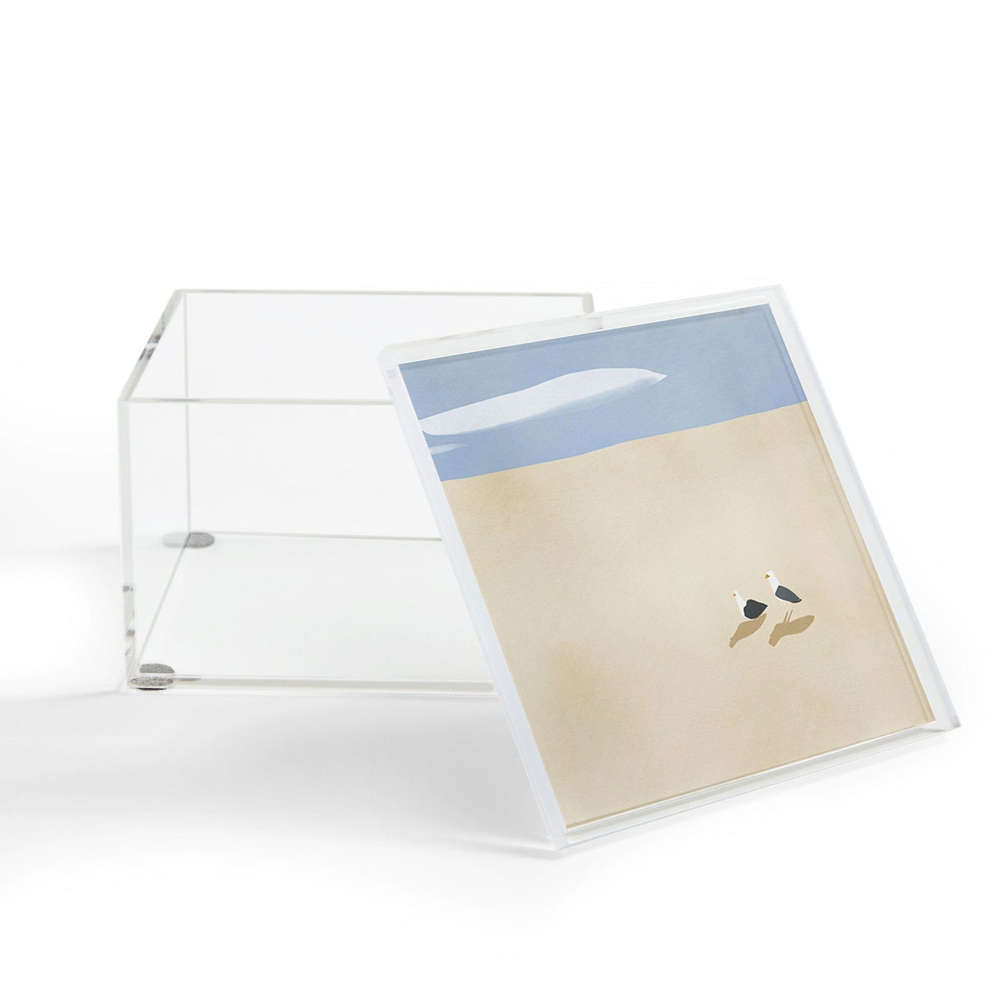 Little Dean Minimal sand beach with seagull Acrylic Box