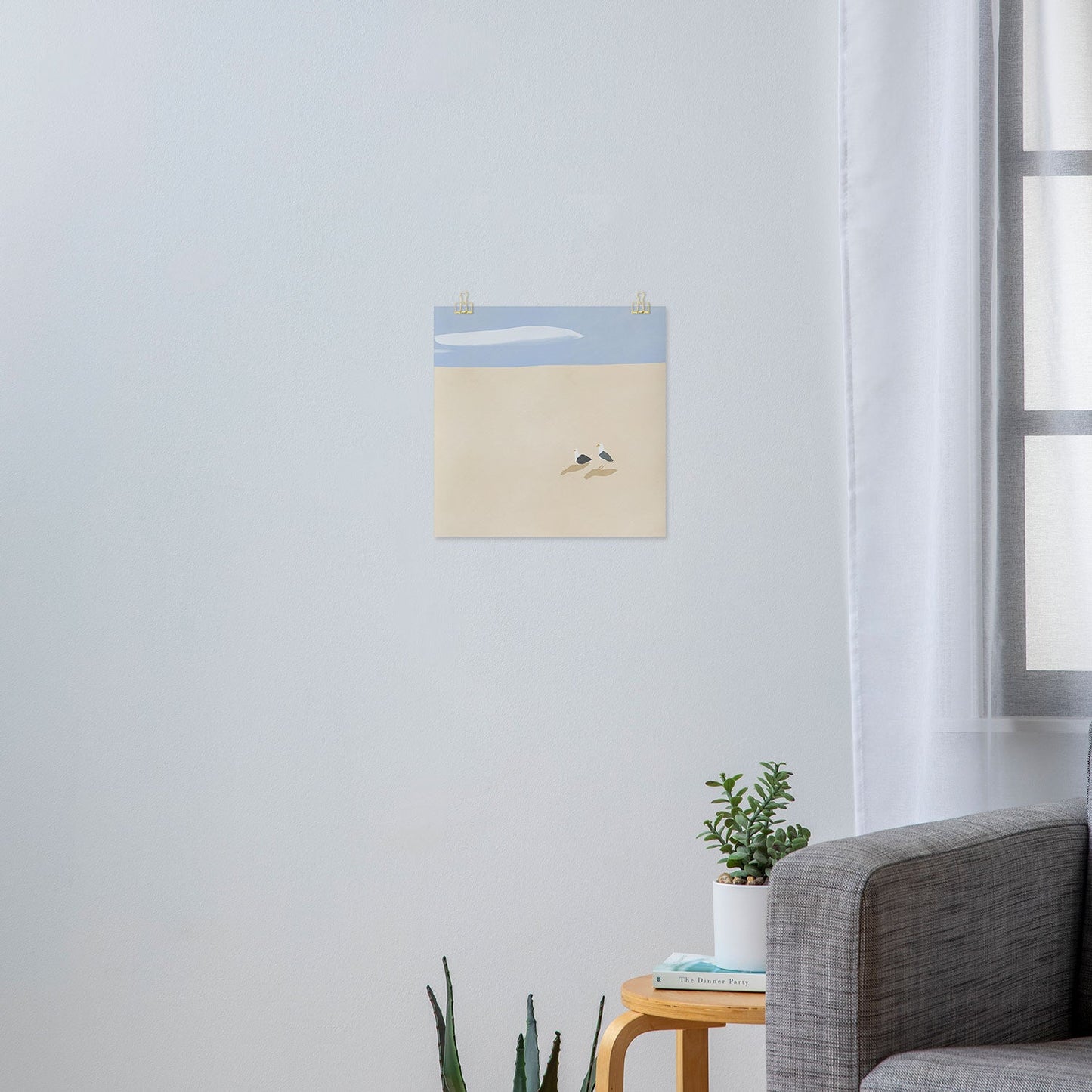 Little Dean Minimal sand beach with seagull Art Print