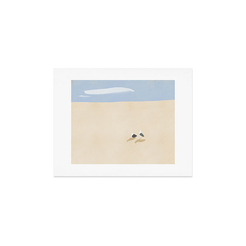 Little Dean Minimal sand beach with seagull Art Print