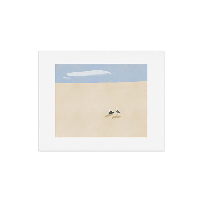 Little Dean Minimal sand beach with seagull Art Print