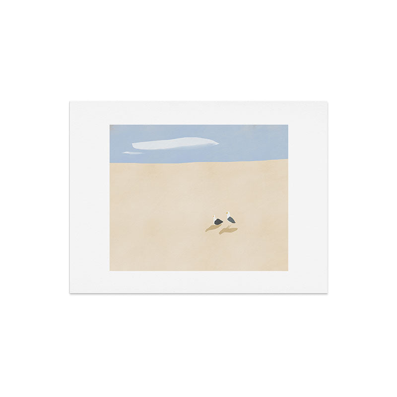 Little Dean Minimal sand beach with seagull Art Print